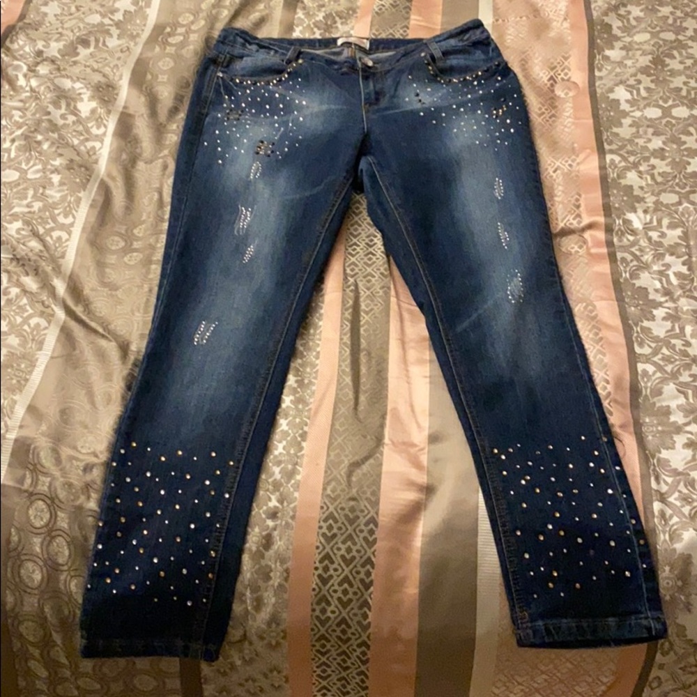 Studded skinny jeans